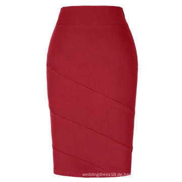 Kate Kasin Occident Frauen OL Rock High Stretchy Hips-Wrapped Red Bleistift Rock KK000269-3